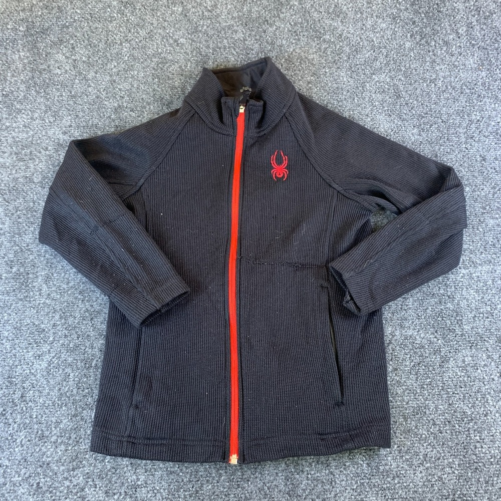 Spyder Constant Stryke Jacket Boys Small 7-8 Black Raglan Sleeve Winter Full Zip